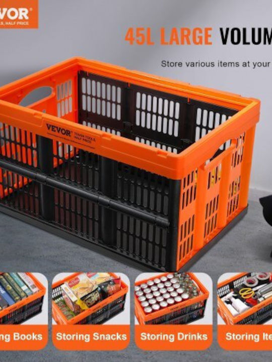 Vevor Plastic Storage Box with Lid Black 45lt 1pcs