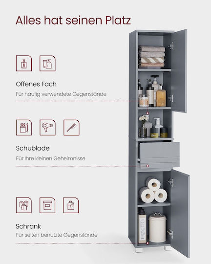 Vasagle Badezimmersäule Boden H30xB30xH170cm Gray