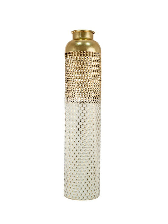 Metal Floor Vase White Gold Perforated 15.8x15.8x70cm Ideahome 24.13.50612