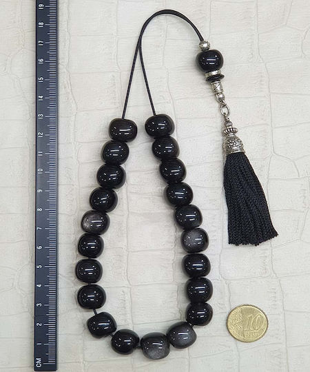 Roloi Komboloi Glass Worry Beads Black 34cm