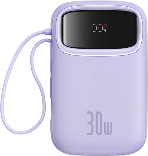 Baseus QPow 2 Power Bank 10000mAh 30W с USB-A порт и USB-C порт Лилав