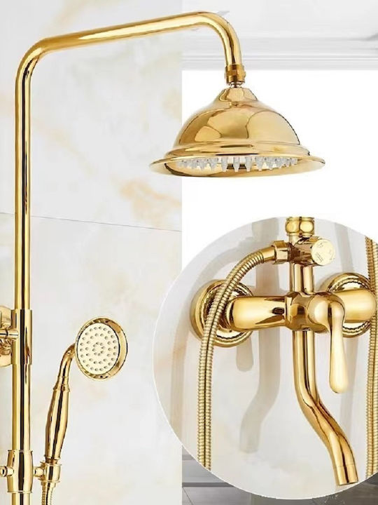 Shower Column with Mixer Gold