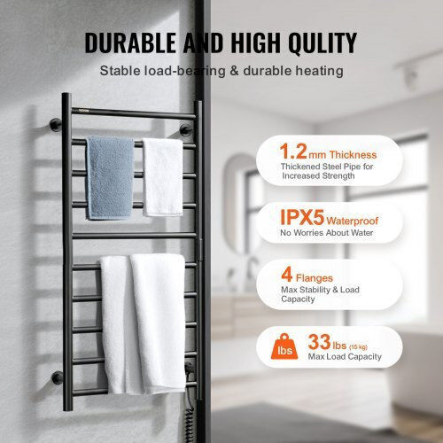 Vevor Electric Towel Rail 100x50cm Black