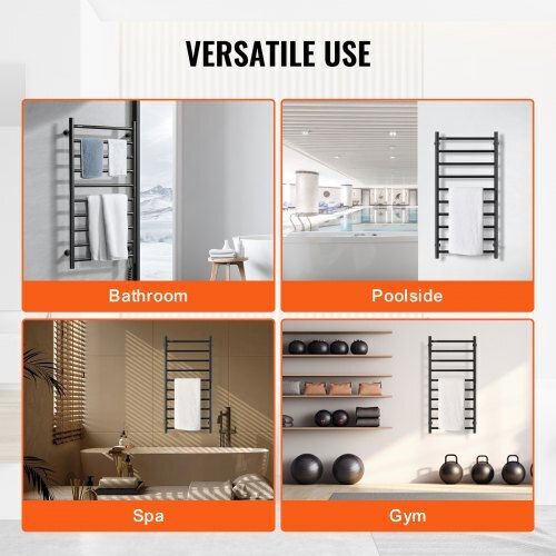 Vevor Electric Towel Rail 100x50cm Black
