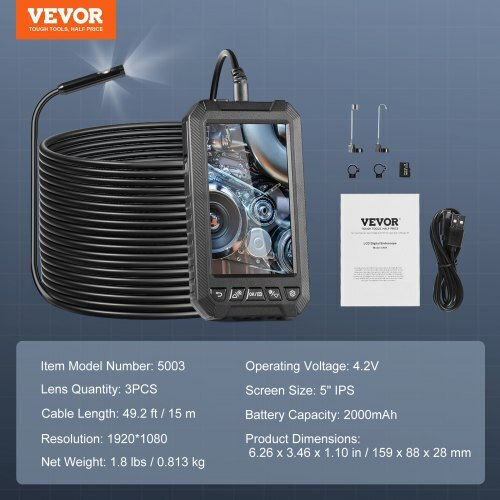 Vevor Endoscope Camera 1920x1080 pixels with 15m Cable
