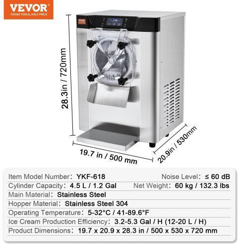 Vevor Επαγγελματική Μηχανή Παγωτού TMSYBQLJDKWA4CU69V2