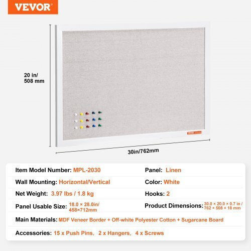 Vevor Pinnwand Kork 76.2x50.8cm