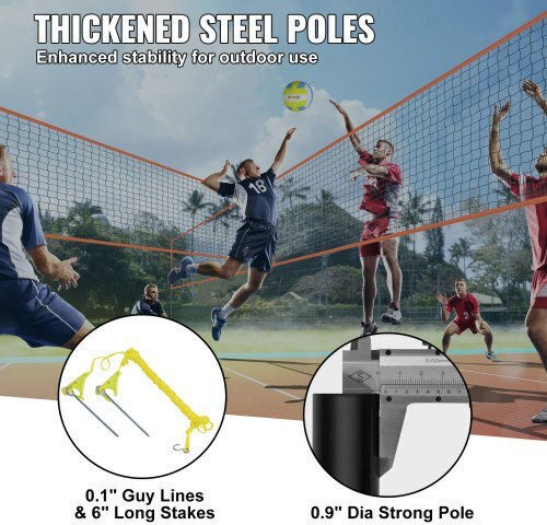 Vevor 4-Way Volleyball Net Adjustable Height Badminton Volleyball Portable Set with Carrying Bag Sfpqw1414yc0xfm07v0