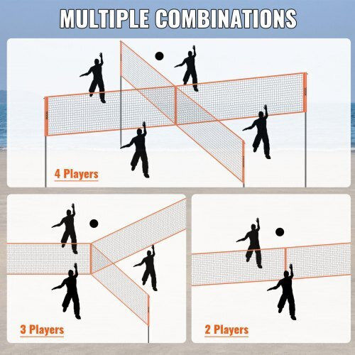 Vevor 4-Way Volleyball Net Adjustable Height Badminton Volleyball Portable Set with Carrying Bag Sfpqw1414yc0xfm07v0