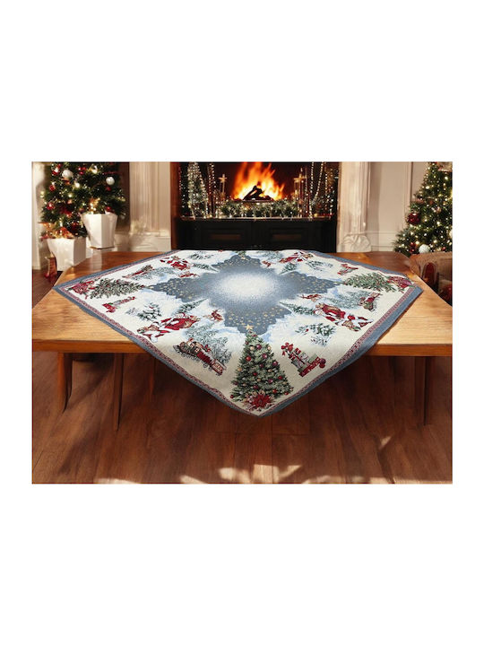 Linea Home Set Christmas Tablecloths Square Fabric Colorful 2pcs Από Καρέ 100x100 Σεμέ 40x100 2 x Πετσετάκια 40x40