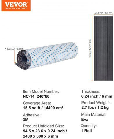 Vevor Plastikboden 6mm in Rolle mit Breite 3m (Preis pro m²)