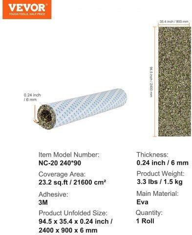 Vevor Bootdecking EVA-Schaum 240 cm x 90 cm Rutschfest Klebend 2,16 m² Boote Cbzzfhpmddclbjs48v0