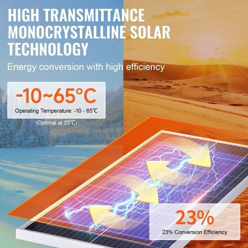 Vevor GDSDJTYNBDJ1MLOFJV9 Monocrystalline Solar Panel 100W 12V 1095x450x29mm