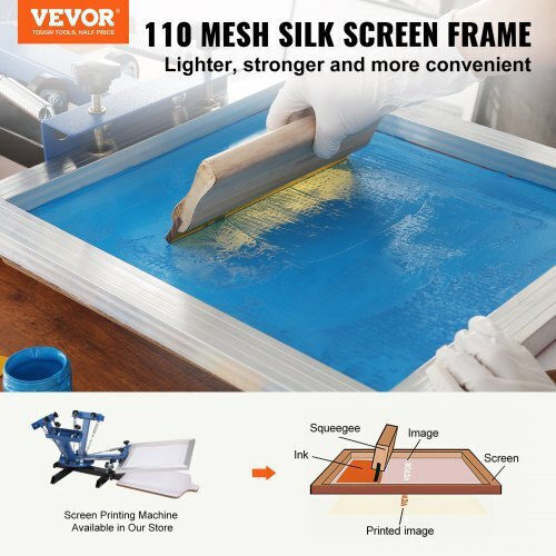 Vevor Silk Screen Printing Set Frame 10x14in 110 Mesh 6pcs Sykjd61101014x54uv0