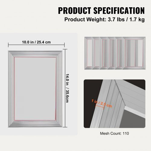 Vevor Silk Screen Printing Set Frame 10x14in 110 Mesh 6pcs Sykjd61101014x54uv0