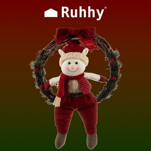 Ruhhy Crăciun Decorativ Lemnos Coroană de flori cu Diametru 55cm.
