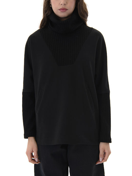 Moutaki Women's Long Sleeve Sweater Turtleneck Black (Black)