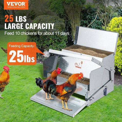 Vevor Automat Alimentator pentru Găini și Păsări cu Capacitate 11kg 48x40.5x28.5cm.