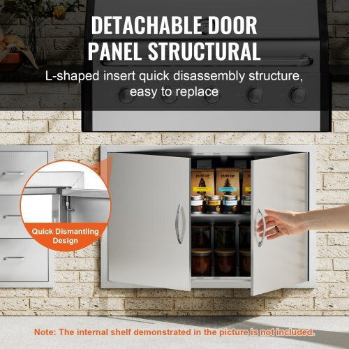 Vevor BBQ Door 889x610 mm Double Stainless Steel Outdoor Kitchen