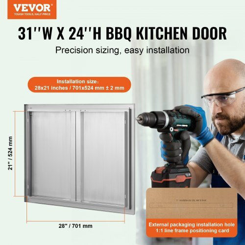 Πόρτα Bbq Vevor 787x609 Mm Διπλή Εξωτερική Κουζίνα Ανοξείδωτη Smabscjmys31wsg92v0