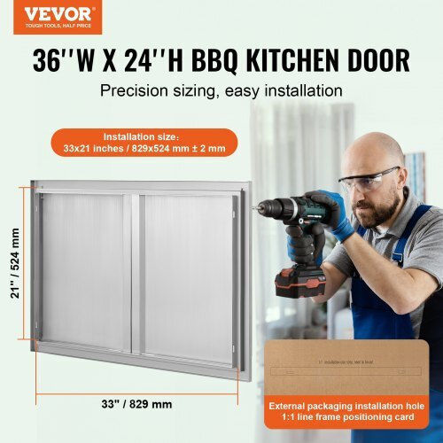 BBQ Door Vevor 914x610 mm Stainless Steel Double Outdoor Kitchen Door