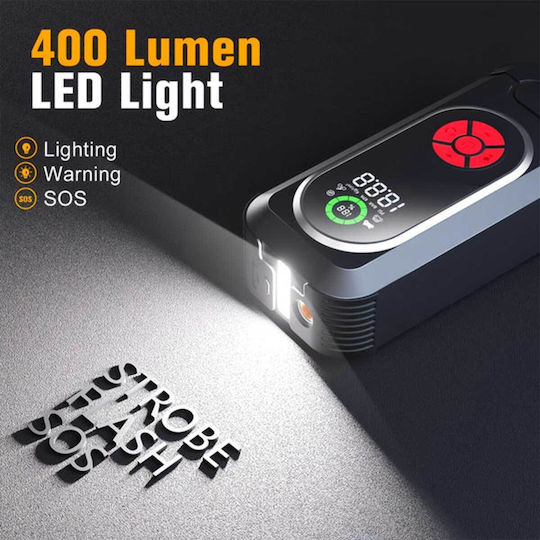 HW-0354 Portable Car & Motorcycle Battery Jump Starter 800A with Power Bank / USB / Pump / Flashlight 12V