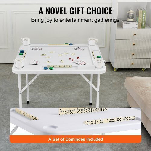 Πτυσσόμενο Τραπέζι Mahjong Vevor 4 Παίκτες Θήκες Ποτηριών & Δίσκους Μάρκες Λευκό Sdmjzbsdmngpt73zqv0