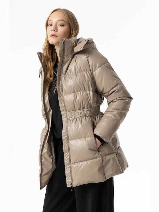 Tiffosi Women's Short Lifestyle Jacket for Winter Beige