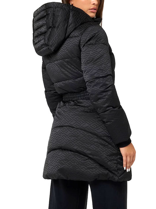 Lang Damen Puffer Jacke für Winter Black