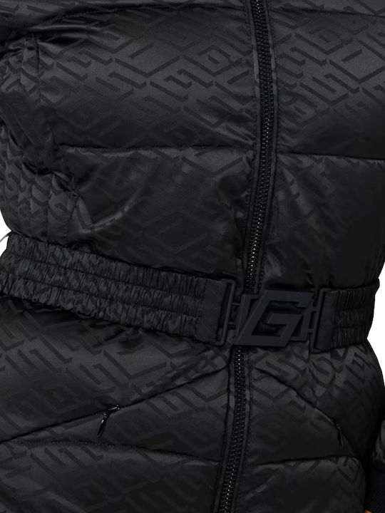Lang Damen Puffer Jacke für Winter Black