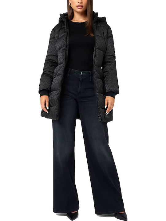 Lang Damen Puffer Jacke für Winter Black