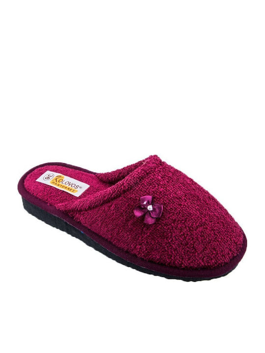 Kolovos Anatomical Terry Women's Slippers in Red color