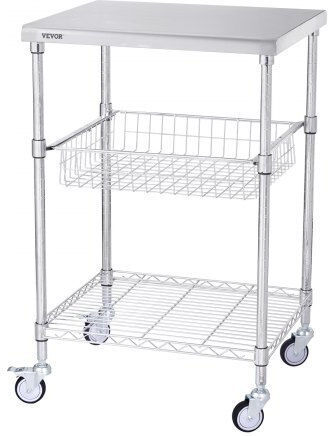 Vevor Commercial Kitchen Food Cart for Dish Baskets H92.964xW50.8xD60.96cm