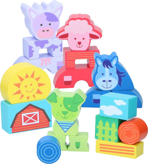 Marionette Wooden Toys Jucărie De Stivuire Farm Din Lemn Pentru Vârsta Peste 24 De Luni