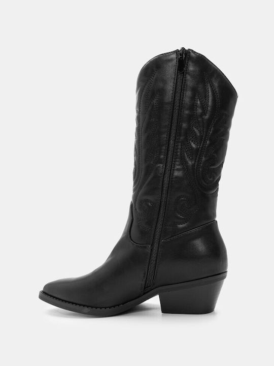 Luigi Women's Boots Cowboy with Medium Heel Black