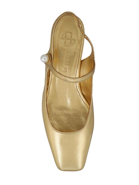 Pantofi balerini pentru femei Slingback in Auriu Culori