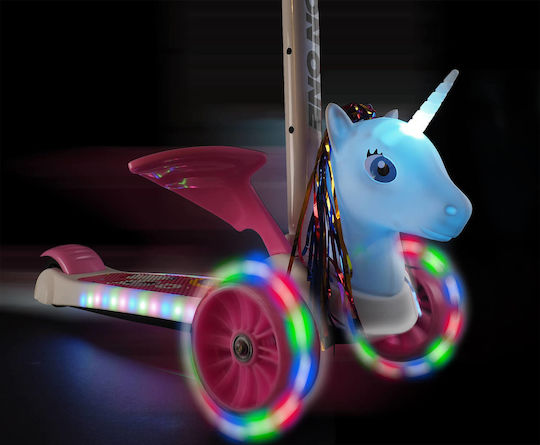 Action One Kids 3-Wheel Foldable Scooter Flying Unicorn Pink