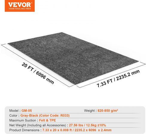 Vevor Πατάκι Γκαράζ 2,28 X 6,1 Μ Αδιάβροχο Αντιολισθητικό Ανθεκτικό Ckdt7520hhs06cfjfv0