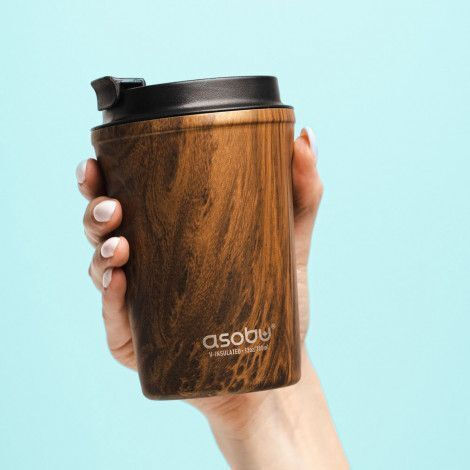 Asobu Glass Thermos Stainless Steel 380ml Brown