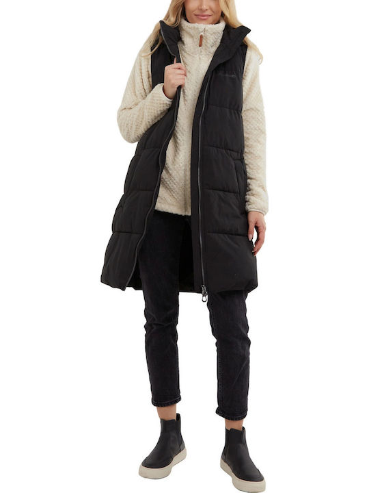 Lungă Jachetă de femei Fără mâneci Puffer Black