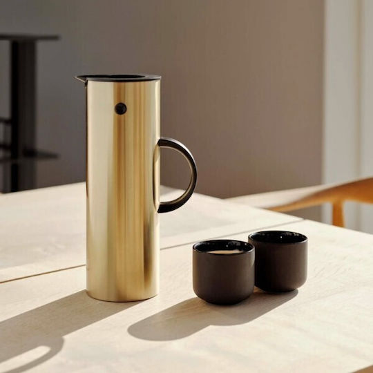 Stelton EM77 Thermos Bottle Jug Stainless Steel BPA Free 1L Brushed Brass