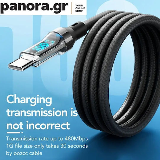 Panora LED USB 2.0 Cable USB-C Male - USB-C 100W PD Black 1m