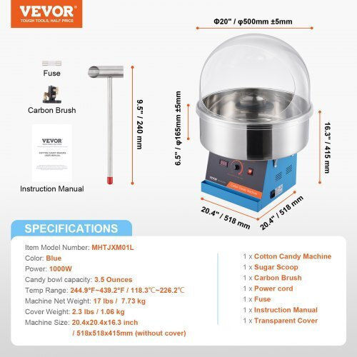 Vevor Commercial Cotton Candy Machine 1000W