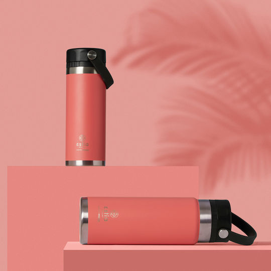 Estia Travel Chug Save the Aegean Μπουκάλι Θερμός Ανοξείδωτο BPA Free 500ml Fusion Coral