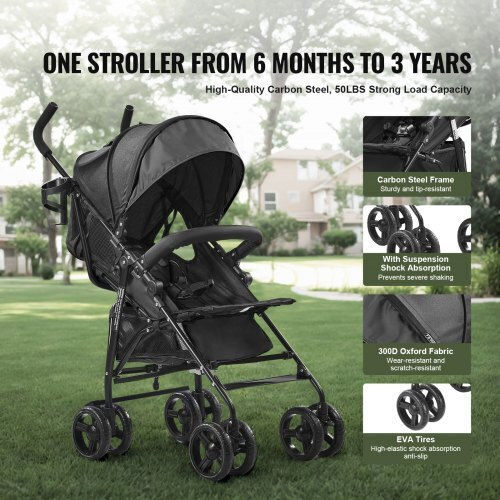Vevor Umbrella Stroller Black 14.97kg