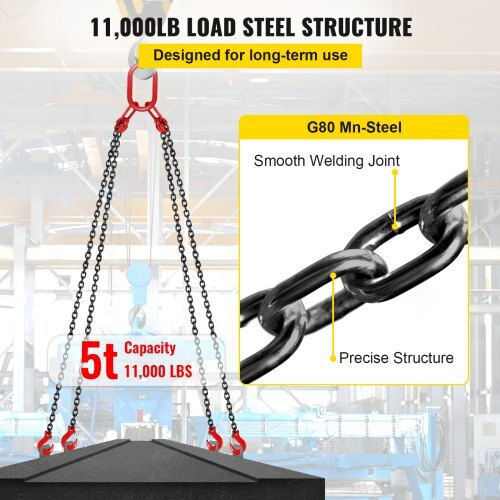 Vevor Lifting Chain 10ft 5/16" 5 Ton 4 Hooks 3msglt00000000001v0