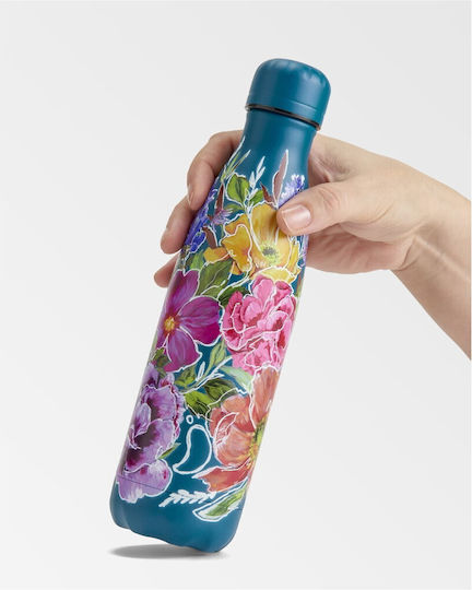 Chilly's Series Floral Thermos Bottle Stainless Steel BPA Free 500ml Floral Petal Sketch