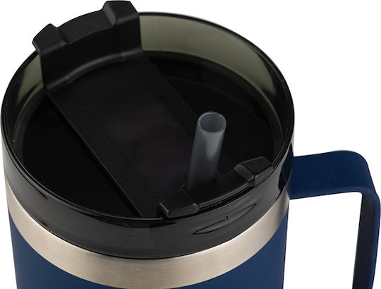 Nava Ποτήρι Θερμός Ανοξείδωτο / Πλαστικό 900ml Πράσινο Ανοιχτό με Καλαμάκι