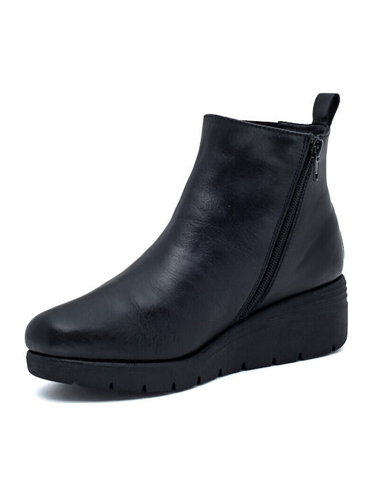 Leder Stiefeletten Damen Schwarz