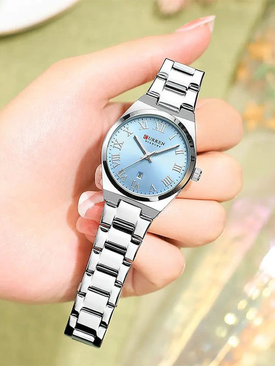 Curren Γυναικείο Ρολόι 33mm Μπαταρίας με Ασημί Μεταλλικό Μπρασελέ